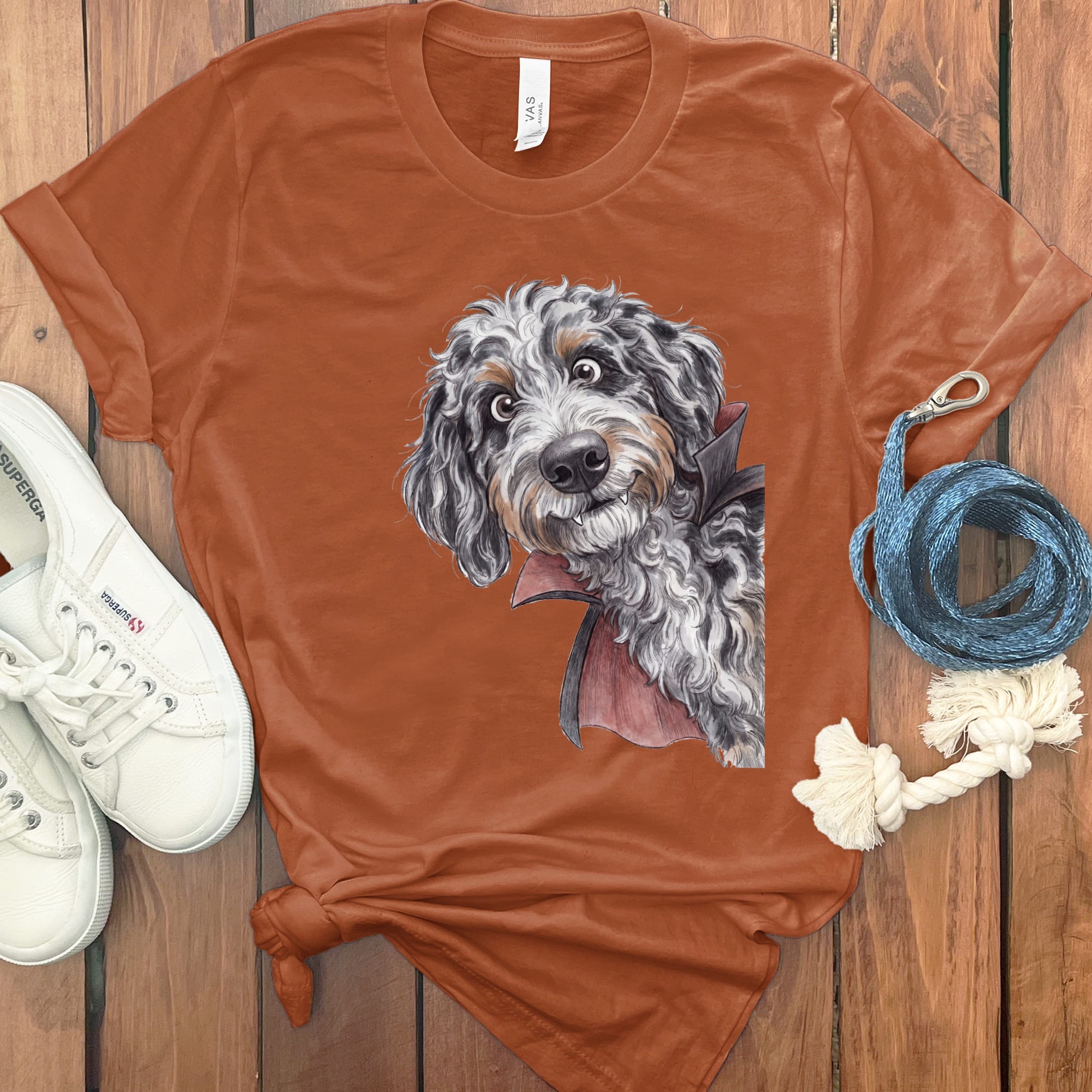 Dracula Aussiedoodle T-Shirt in Autumn / S by Puppy Jo