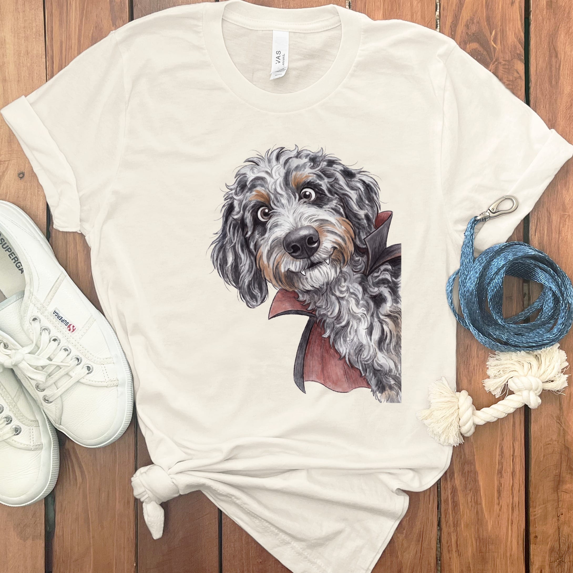 Dracula Aussiedoodle T-Shirt in Natural / S by Puppy Jo