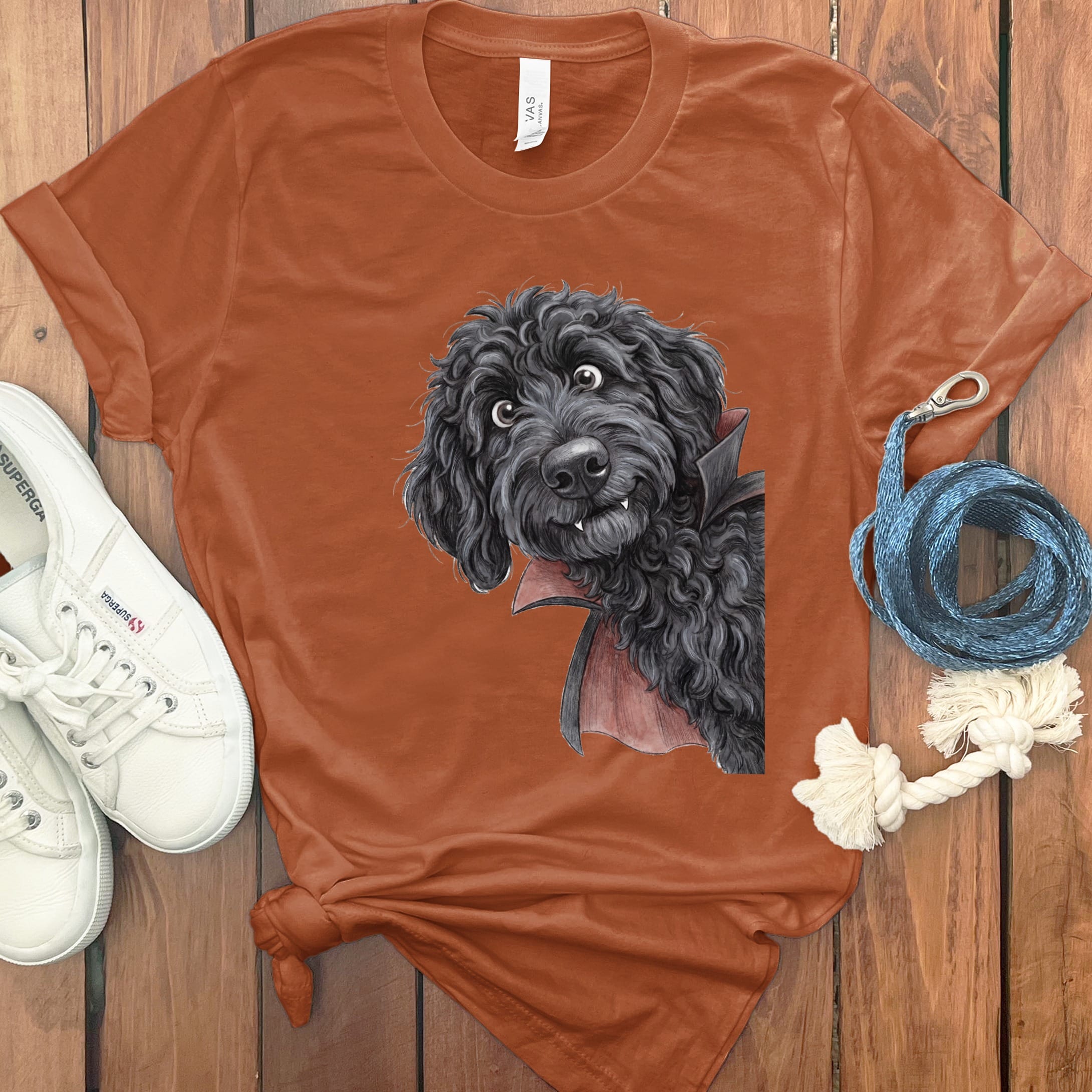Dracula Black Goldendoodle T-Shirt in Autumn / S by Puppy Jo