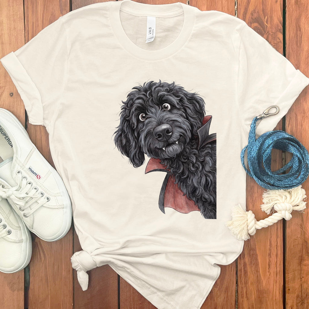 Dracula Black Goldendoodle T-Shirt in Natural / M by Puppy Jo