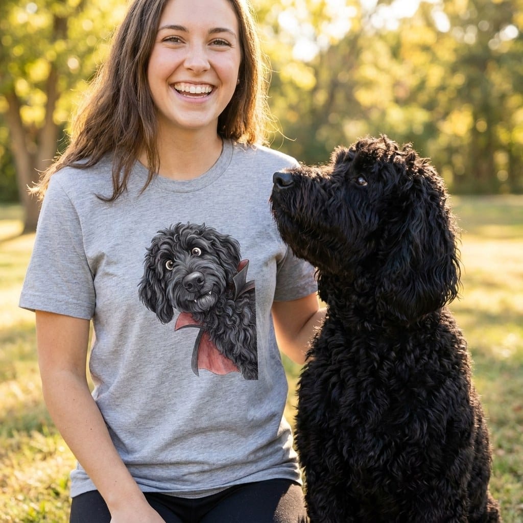 Dracula Black Goldendoodle T-Shirt in by Puppy Jo