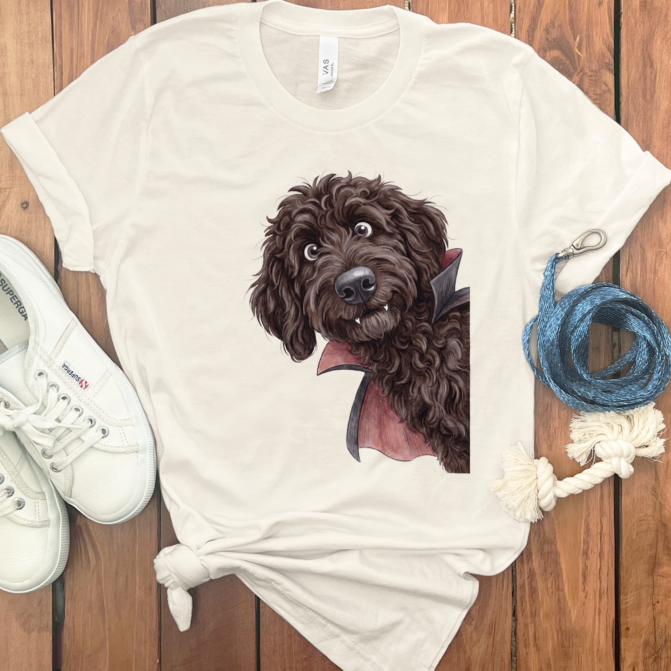 Dracula Chocolate Goldendoodle T-Shirt in S / Natural by Puppy Jo