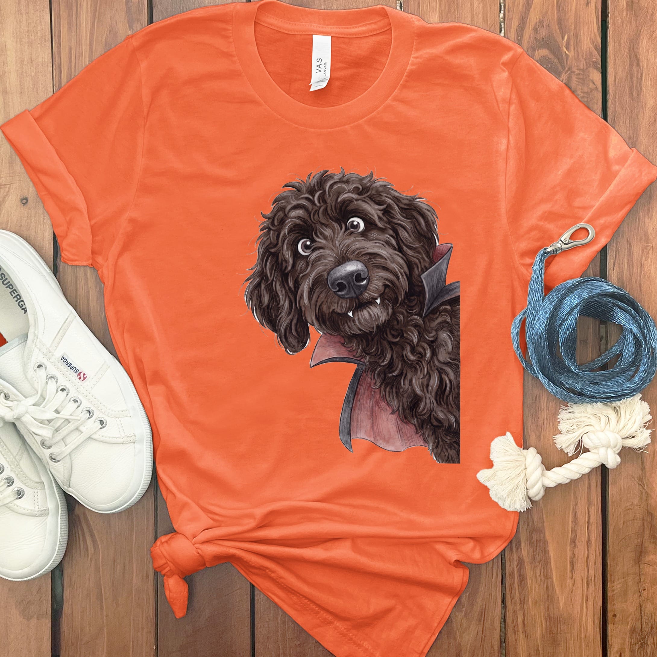 Dracula Chocolate Goldendoodle T-Shirt in S / Orange by Puppy Jo
