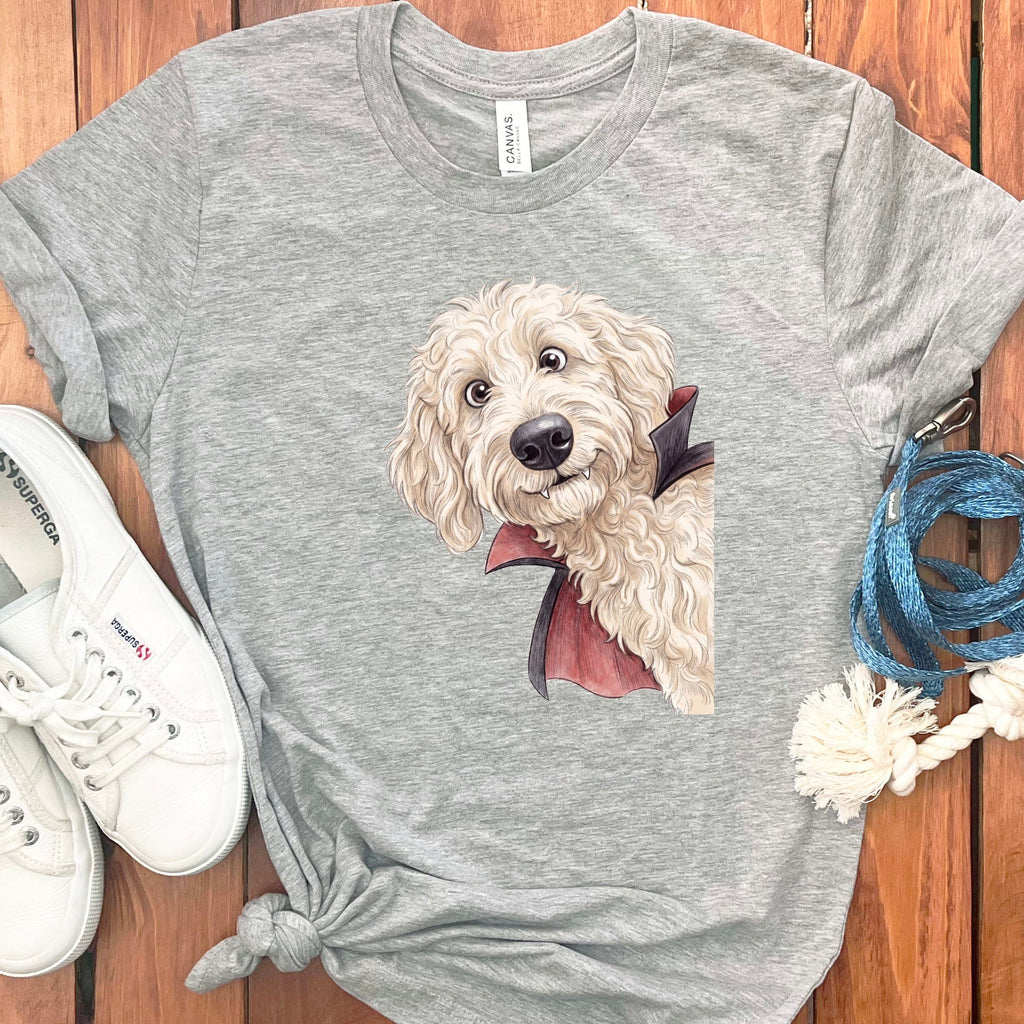 Dracula Maltipoo T-Shirt in Athletic Heather / S by Puppy Jo