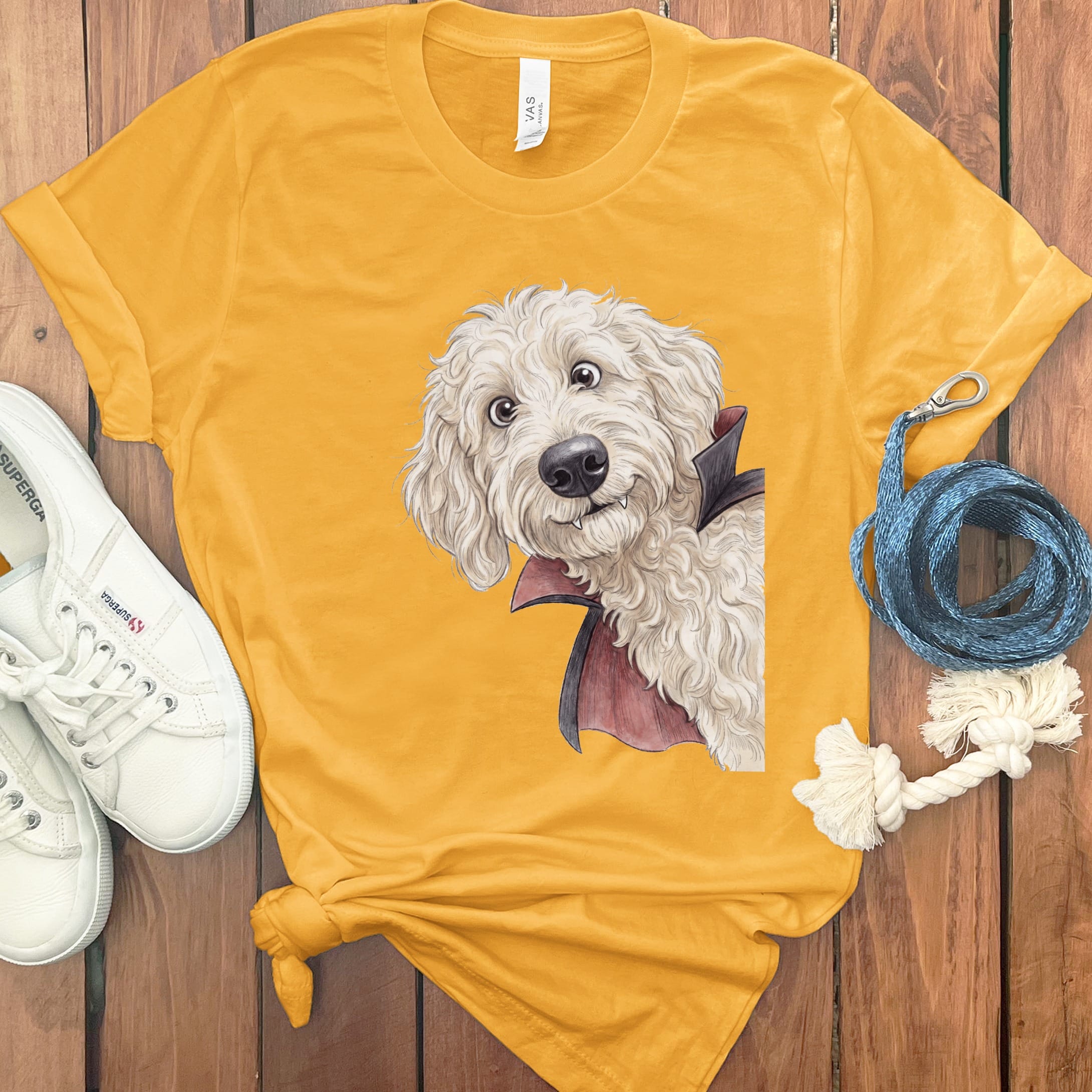 Dracula Maltipoo T-Shirt in Gold / S by Puppy Jo