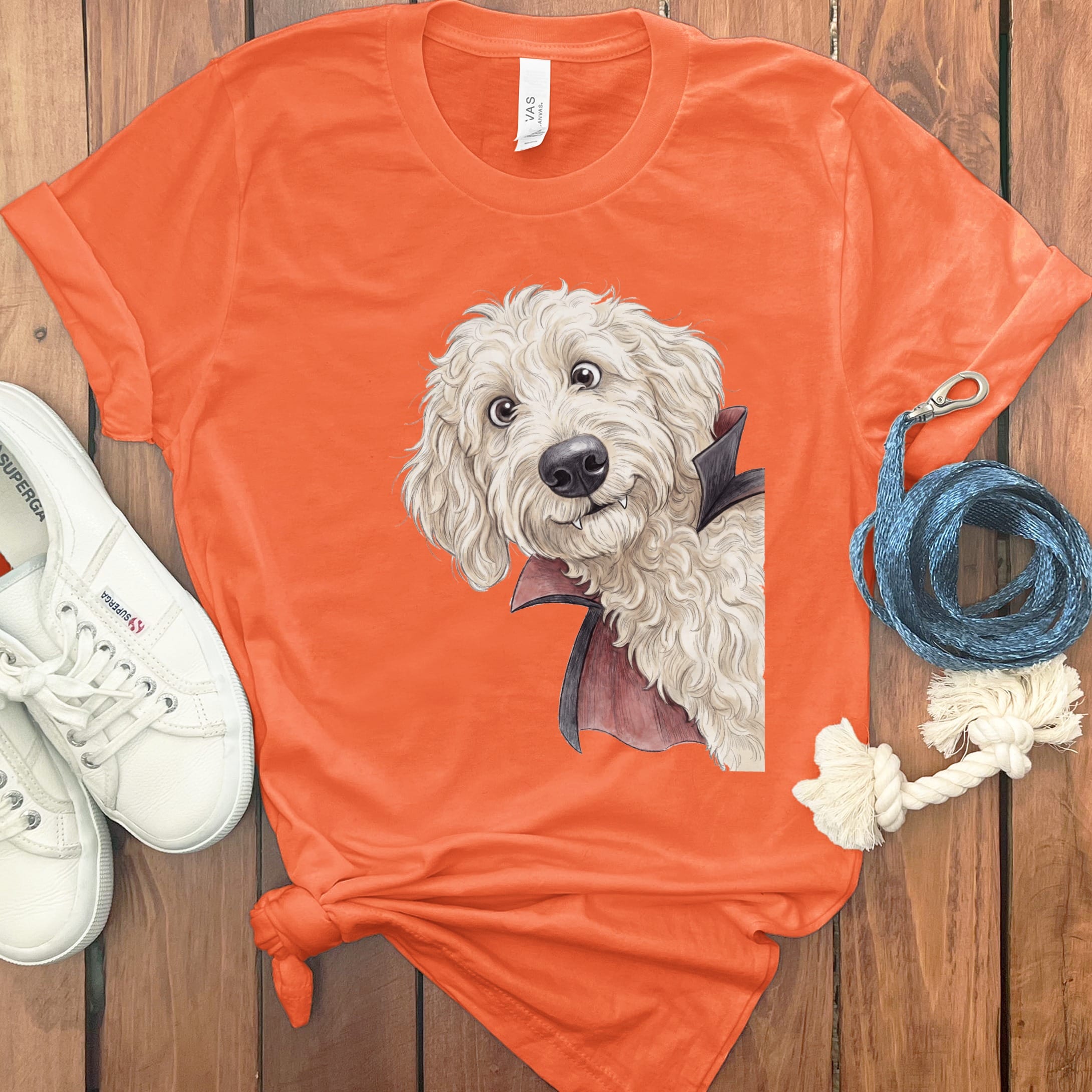 Dracula Maltipoo T-Shirt in Orange / S by Puppy Jo
