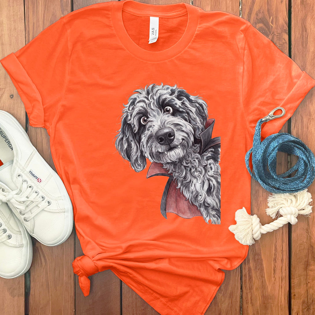 Dracula Merle Goldendoodle T-Shirt in Orange / S by Puppy Jo