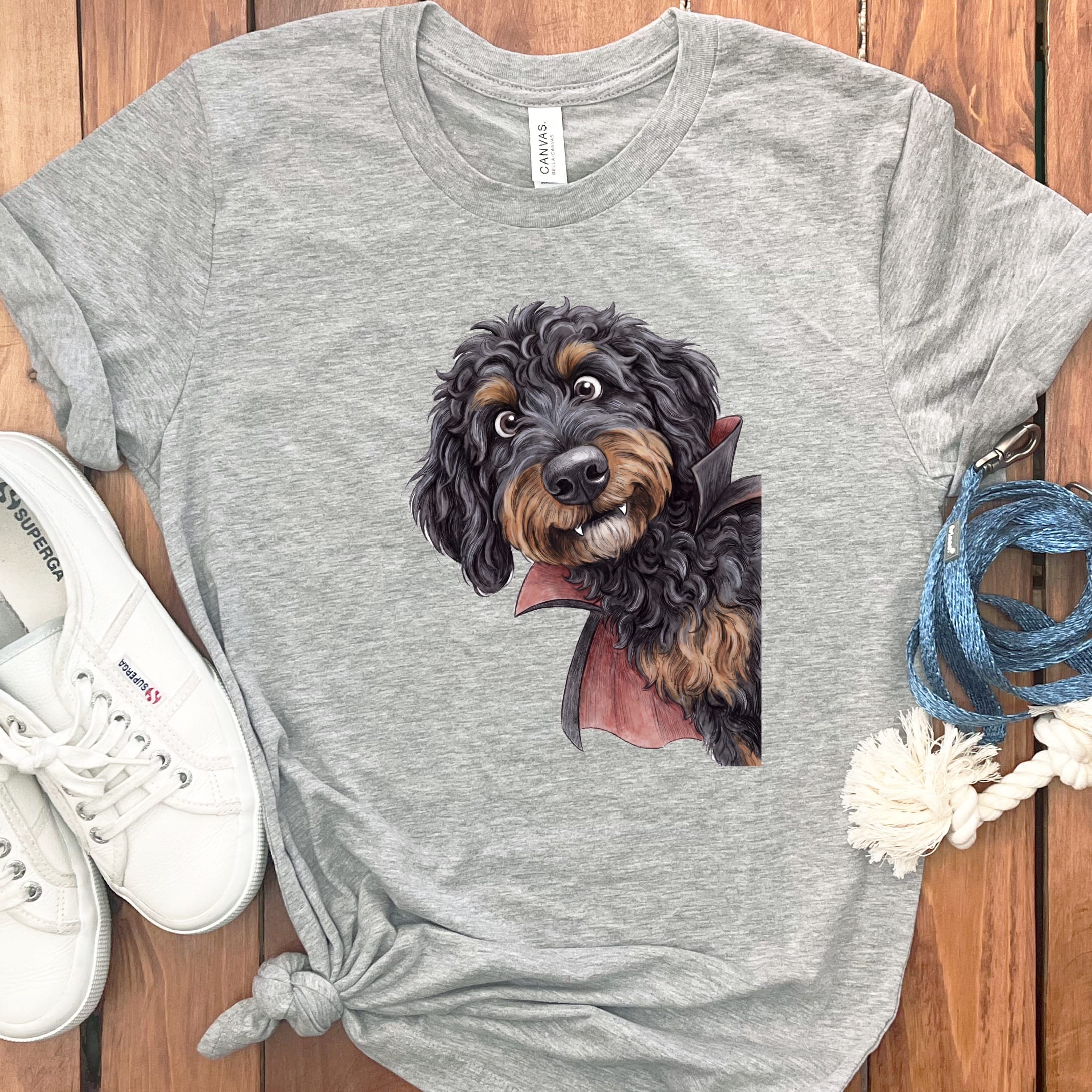 Dracula Phantom Goldendoodle T-Shirt in Athletic Heather / M by Puppy Jo