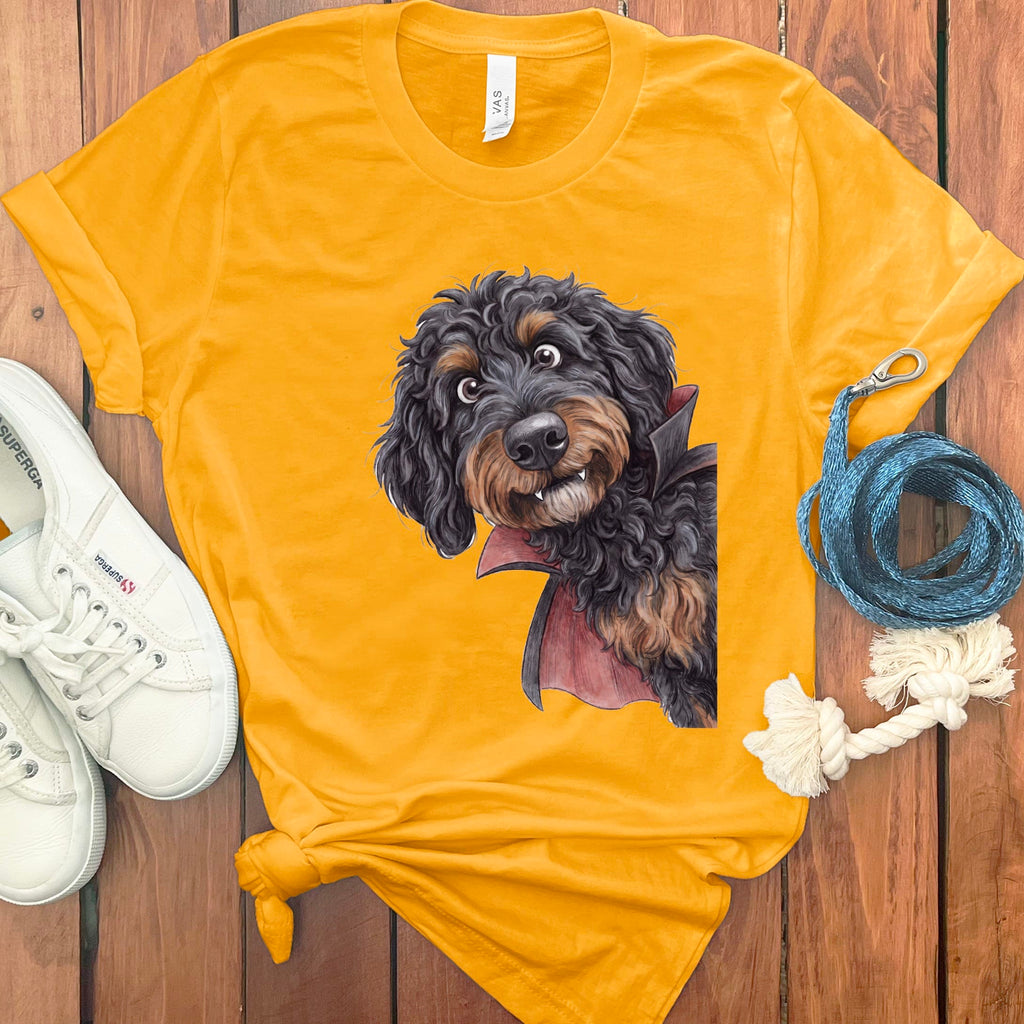 Dracula Phantom Goldendoodle T-Shirt in Gold / M by Puppy Jo
