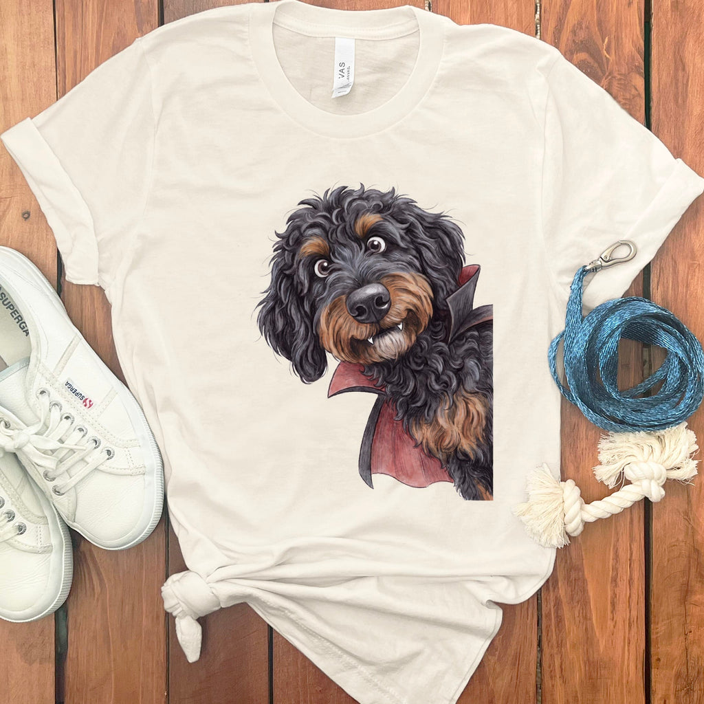 Dracula Phantom Goldendoodle T-Shirt in Natural / M by Puppy Jo