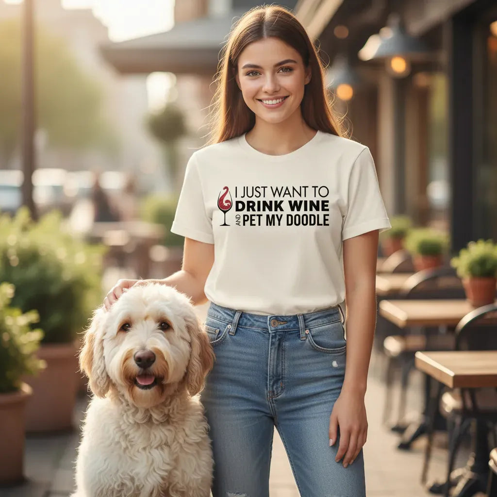 Drink Wine Doodle T-Shirt in by Puppy Jo