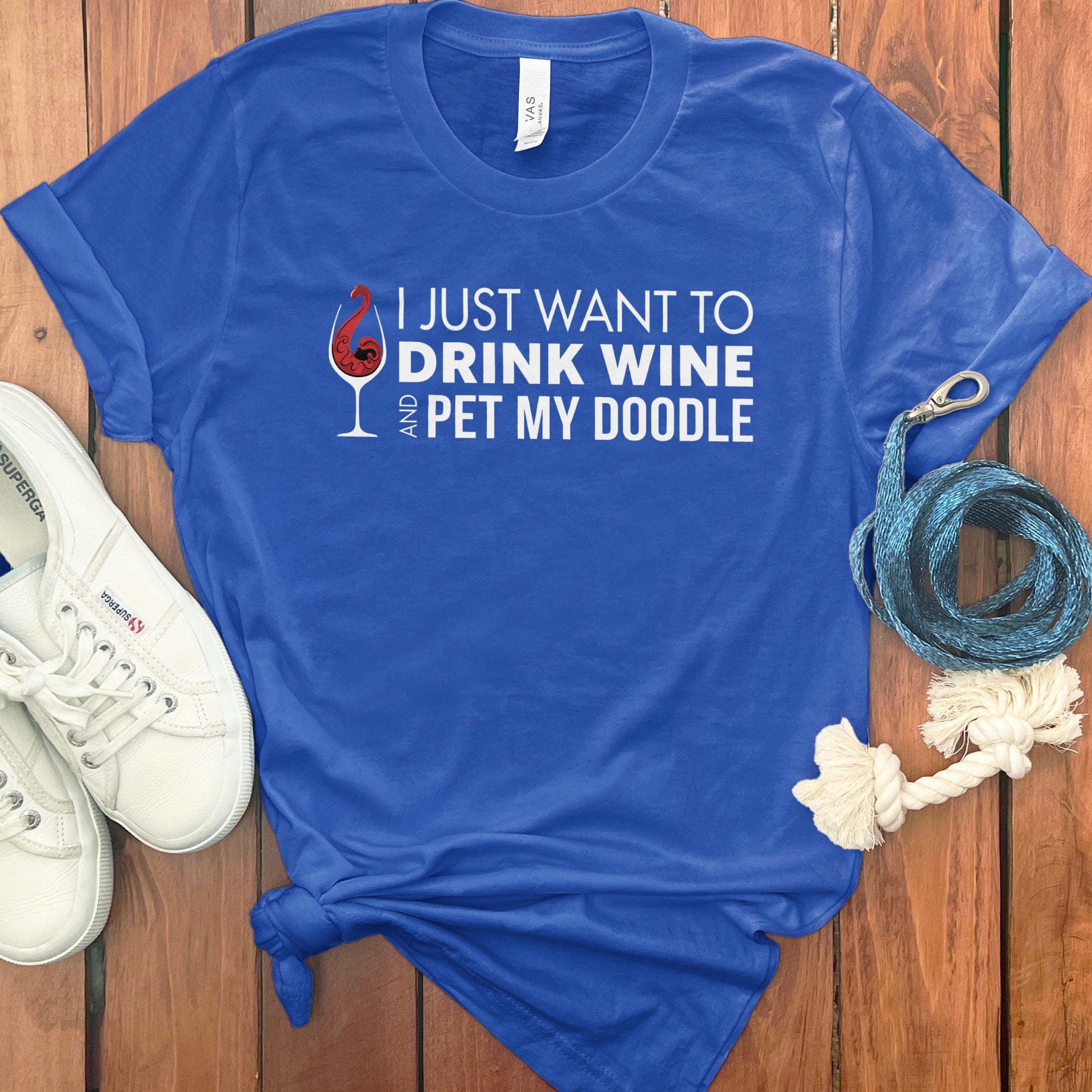 Drink Wine Doodle T-Shirt in True Royal / S by Puppy Jo