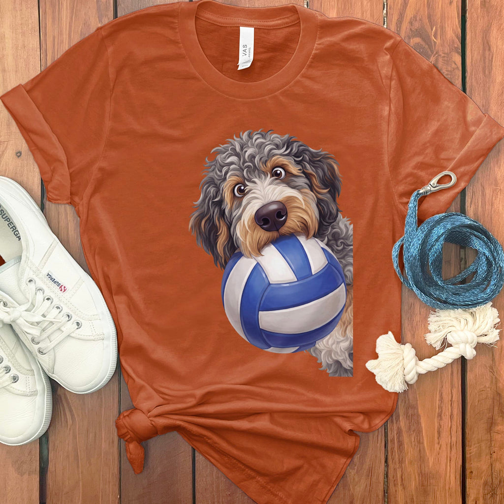 Aussiedoodle Volleyball T-Shirt in Autumn / S by Puppy Jo
