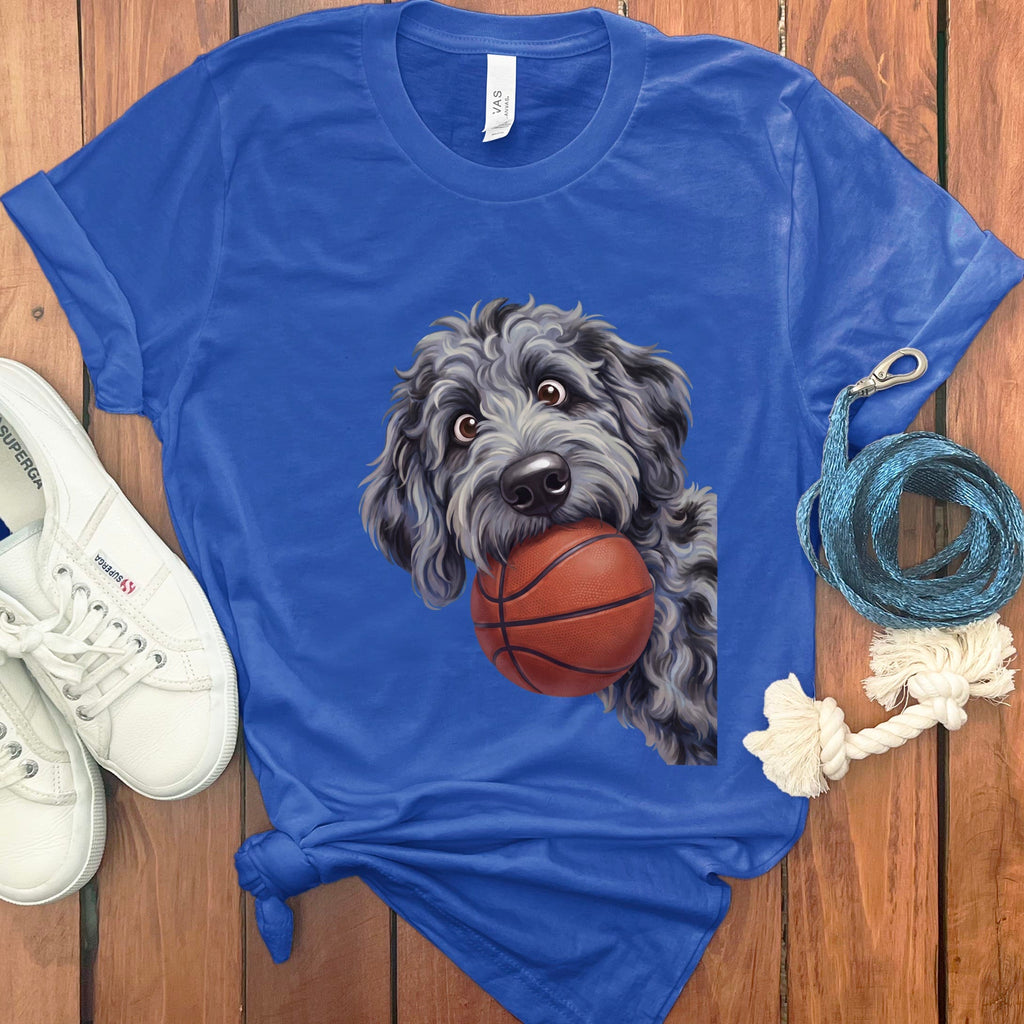 Merle Goldendoodle Basketball T-Shirt in True Royal / S by Puppy Jo