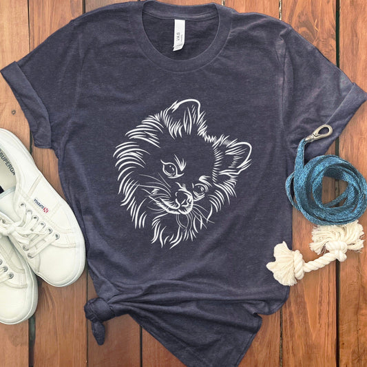 Pomeranian dog sketch graphic tee shirt product