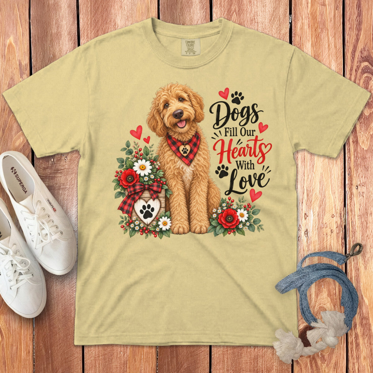 Apricot Goldendoodle Hearts Love Signature T-Shirt