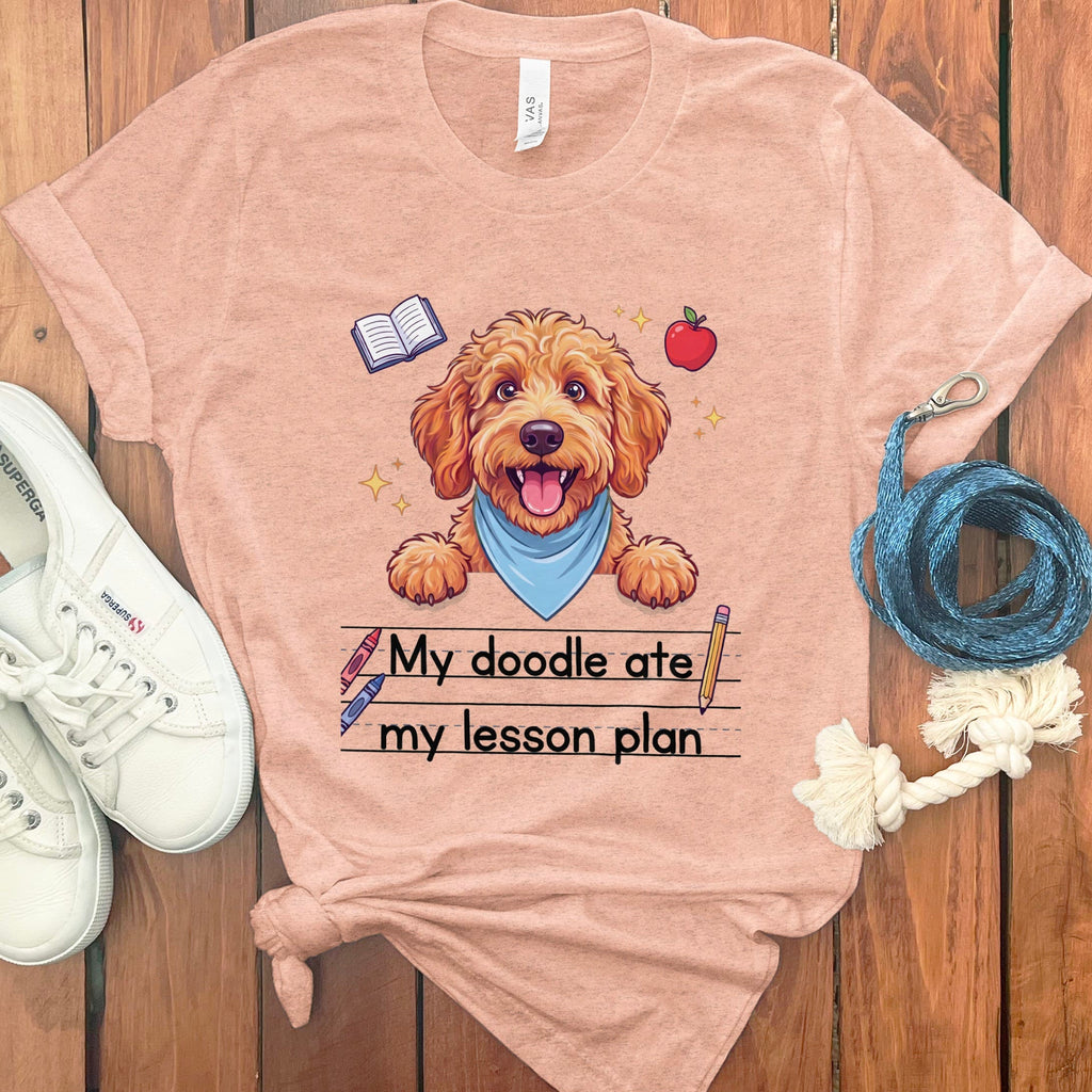 Apricot Goldendoodle Ate Lesson T-Shirt in Heather Peach / S by Puppy Jo