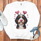 Adorable Dog with Heart Antlers Sweatshirt Design