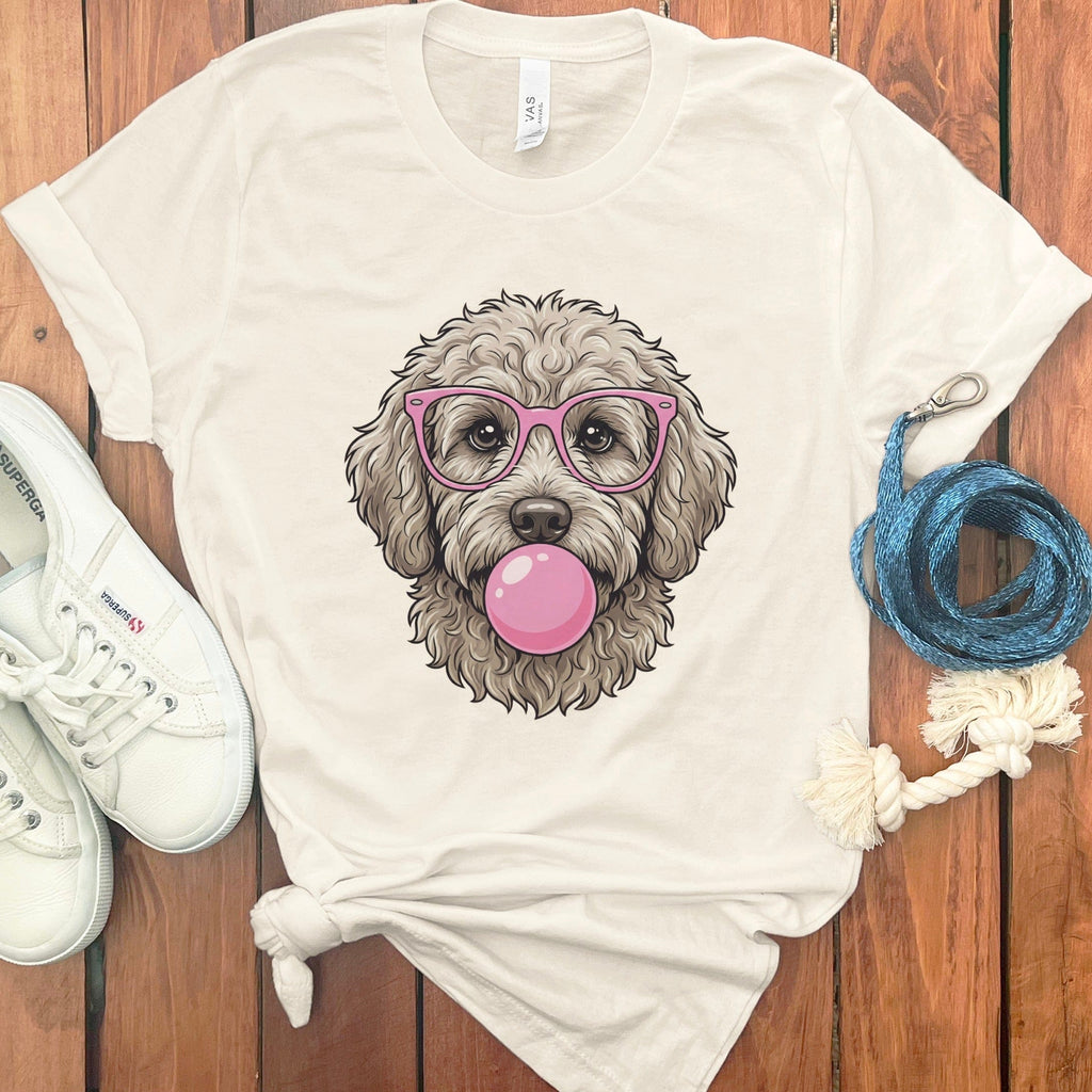 Cute Dog with Glasses and Bubblegum Graphic Tee