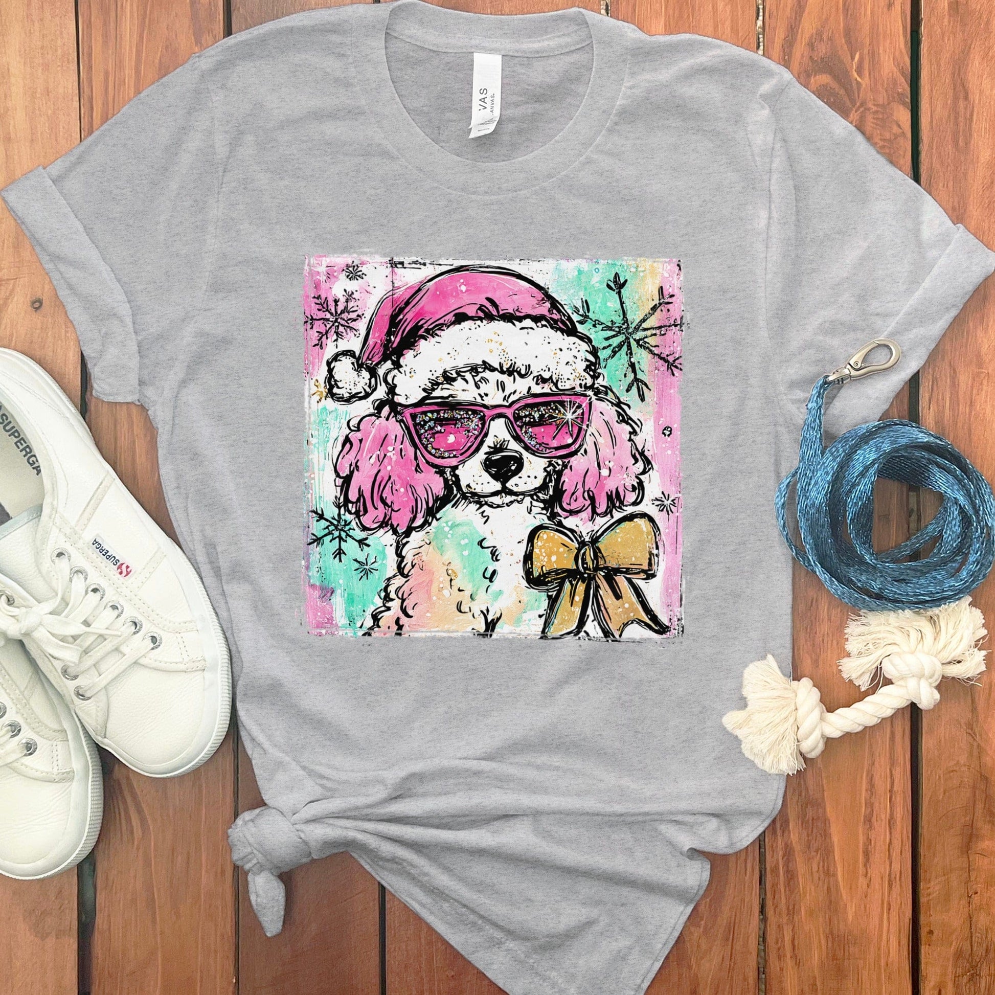 Santa Hat Dog with Sunglasses Graphic Tee product type