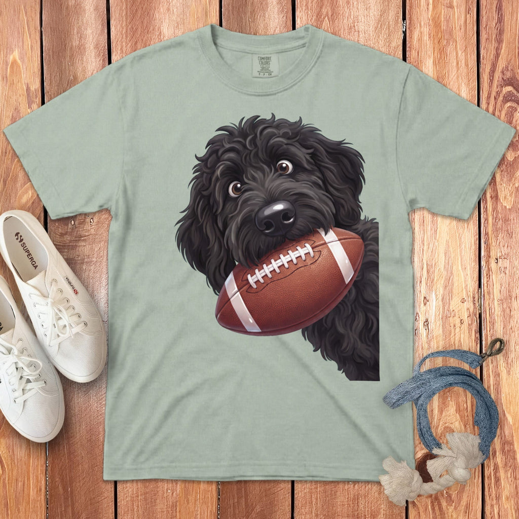 Black Goldendoodle Football Signature T-Shirt in Bay / S by Puppy Jo