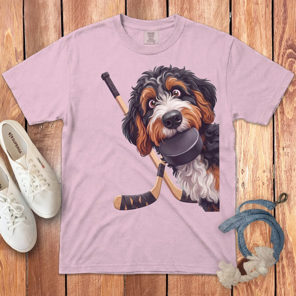 Bernedoodle Hockey Signature T-Shirt in Blossom / S by Puppy Jo