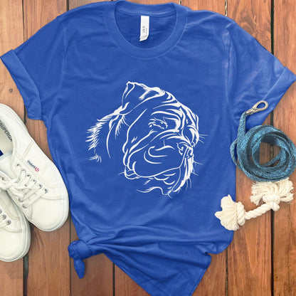 Bulldog Graphic Design on Blue T-shirt product type
