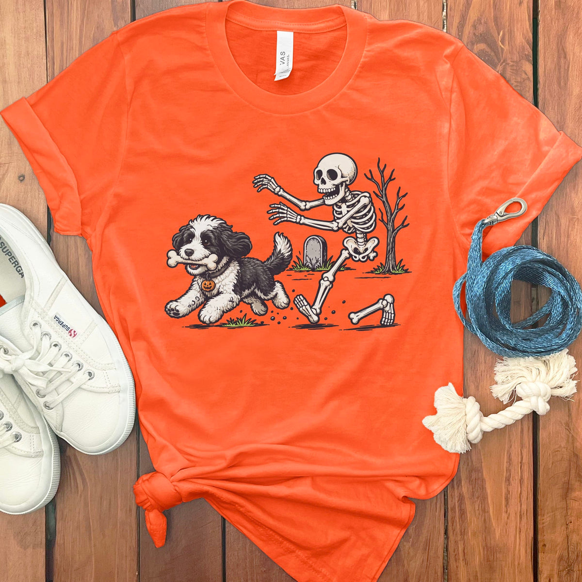 Sheepadoodle Bone Thief T-Shirt in Orange / S by Puppy Jo