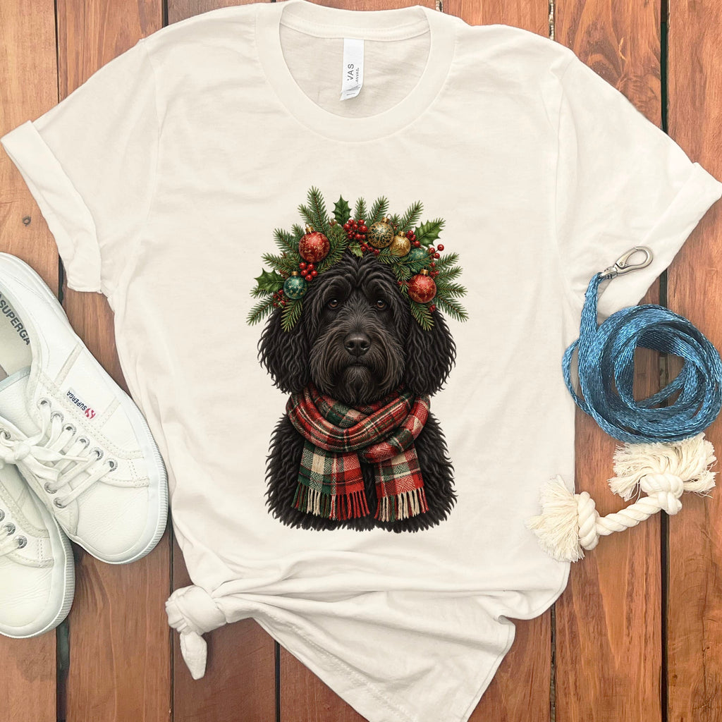 Black Goldendoodle Holiday Crown T-Shirt in Natural / S by Puppy Jo