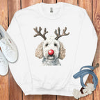 Festive Dog with Antlers Design Sweater for Christmas