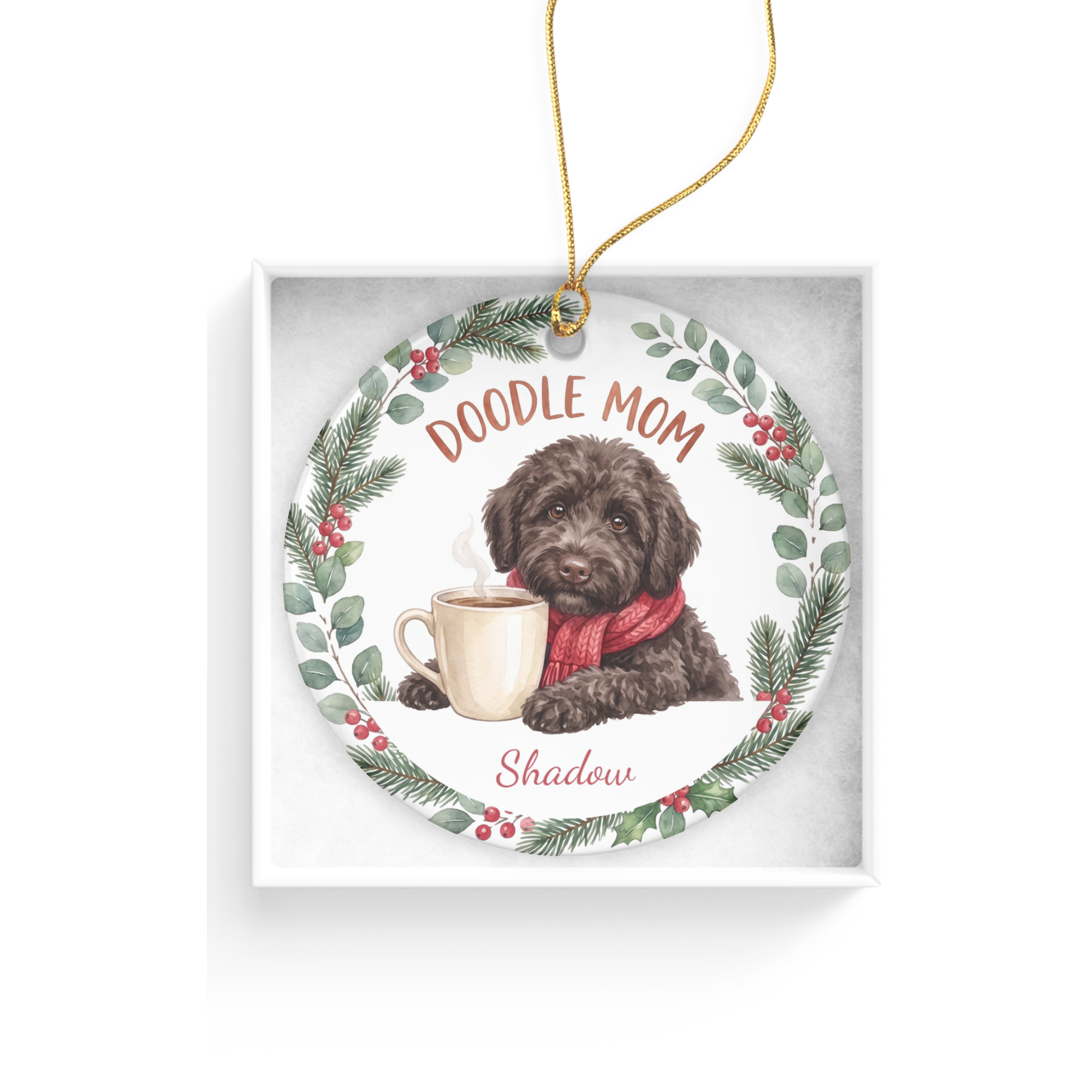 Personalized Chocolate Goldendoodle Doodle Mom Ornament