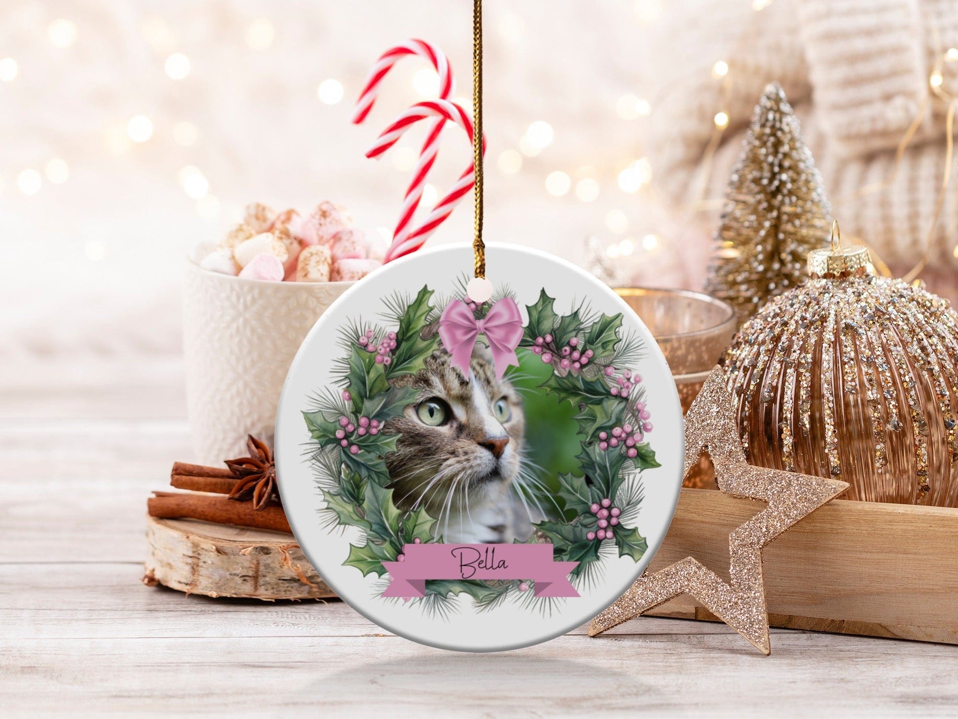 Personalized Festive Cat Ornament For Holiday Decor product