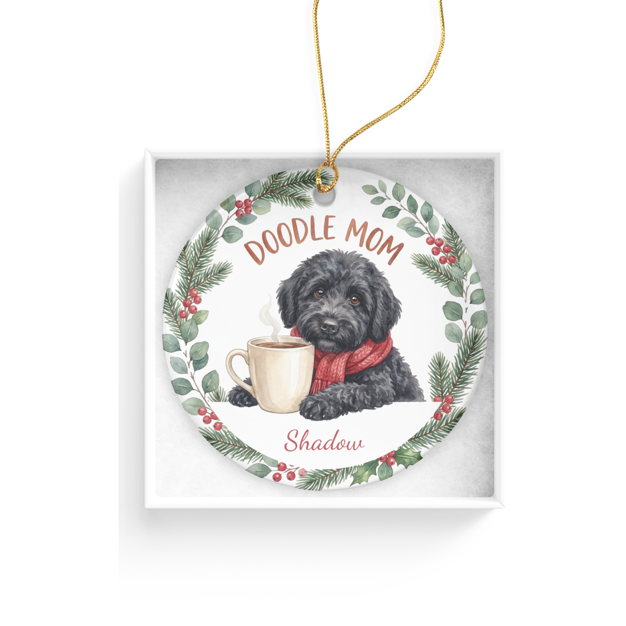 Personalized Black Goldendoodle Doodle Mom Ornament