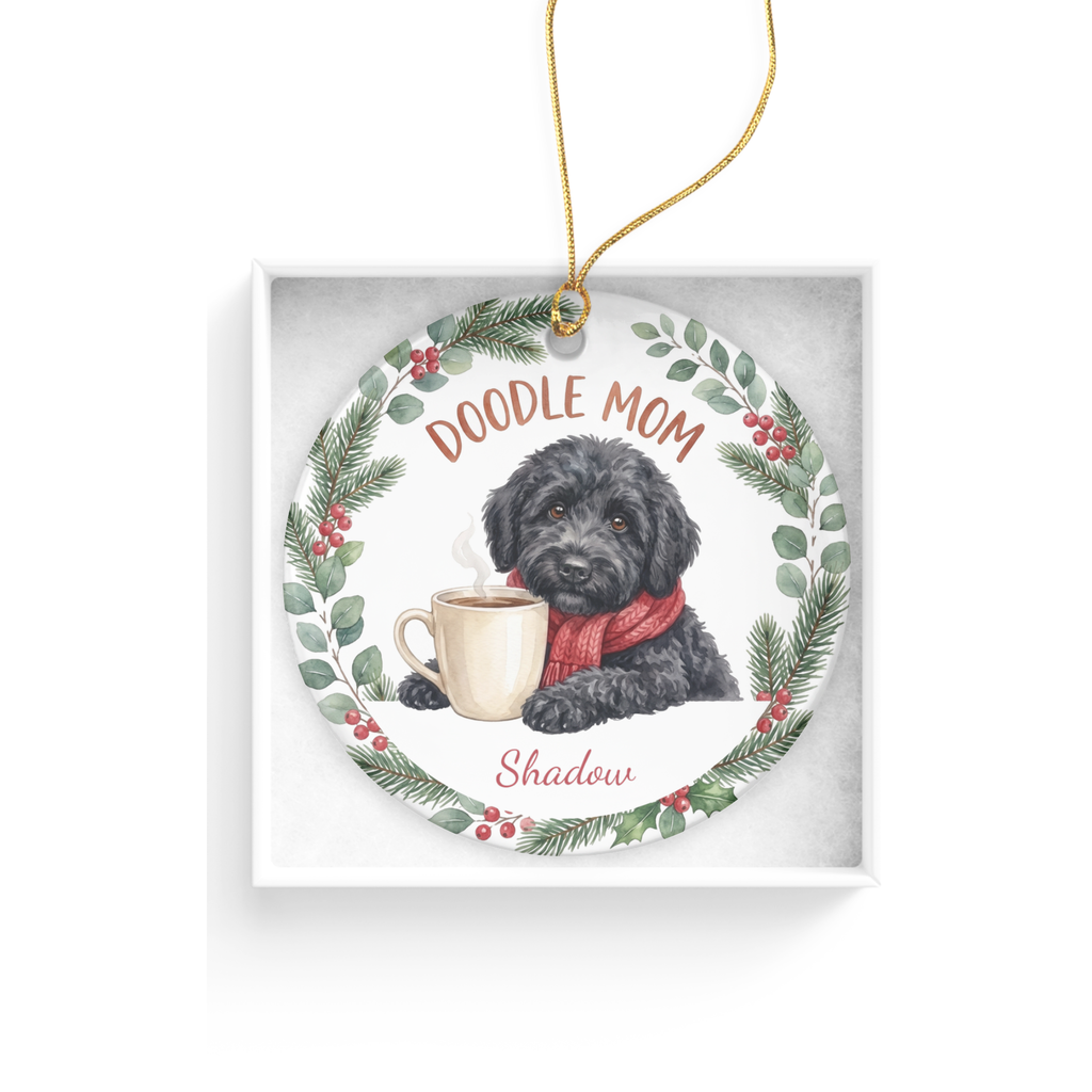 Personalized Black Goldendoodle Doodle Mom Ornament