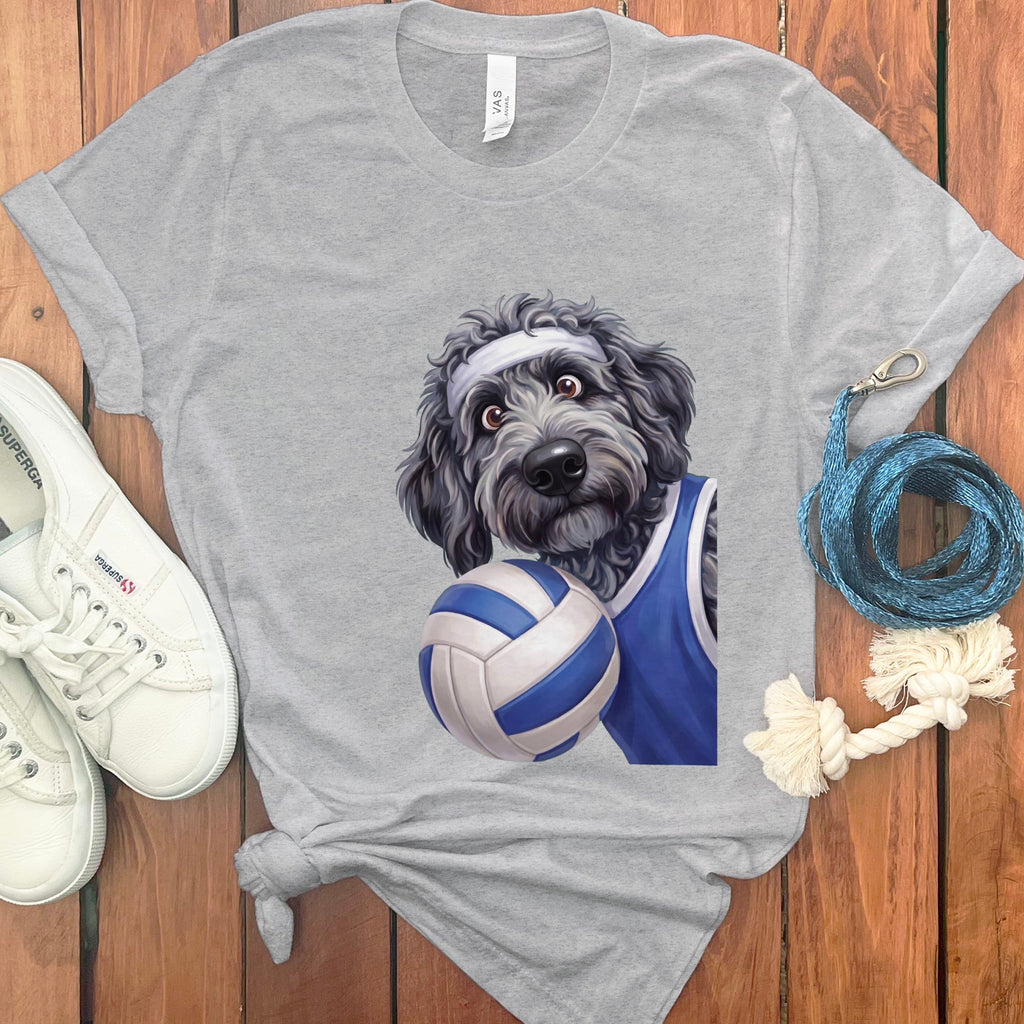 Merle Goldendoodle Volleyball Player T-Shirt in Athletic Heather / S by Puppy Jo