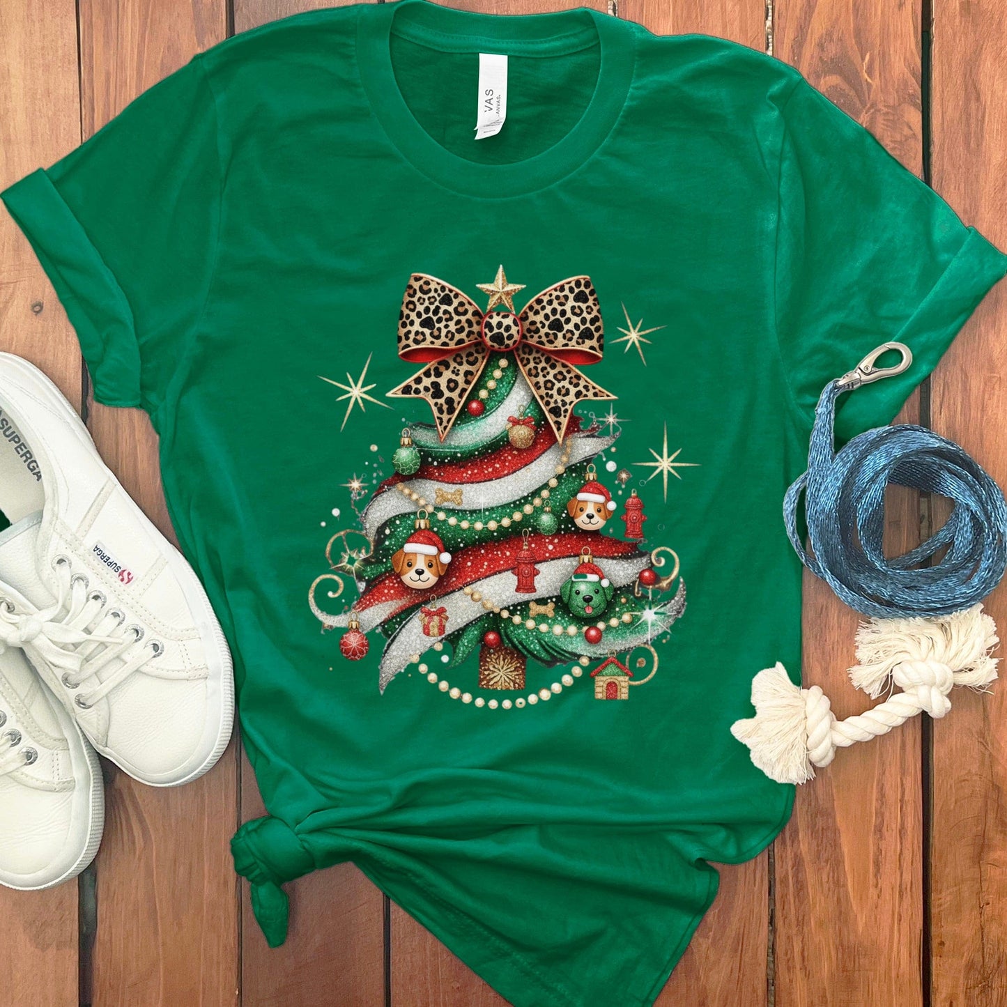 Festive Christmas Tree with Puppies Design T-Shirt product
