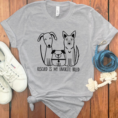 Rescued Is My Favorite Breed Graphic Tee Shirt product type