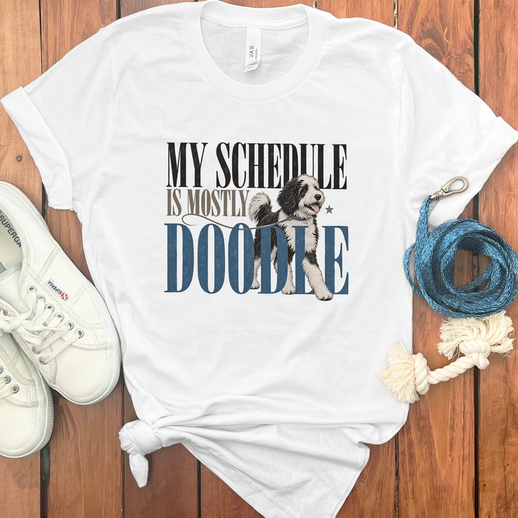 Sheepadoodle Schedule T-Shirt in White / S by Puppy Jo