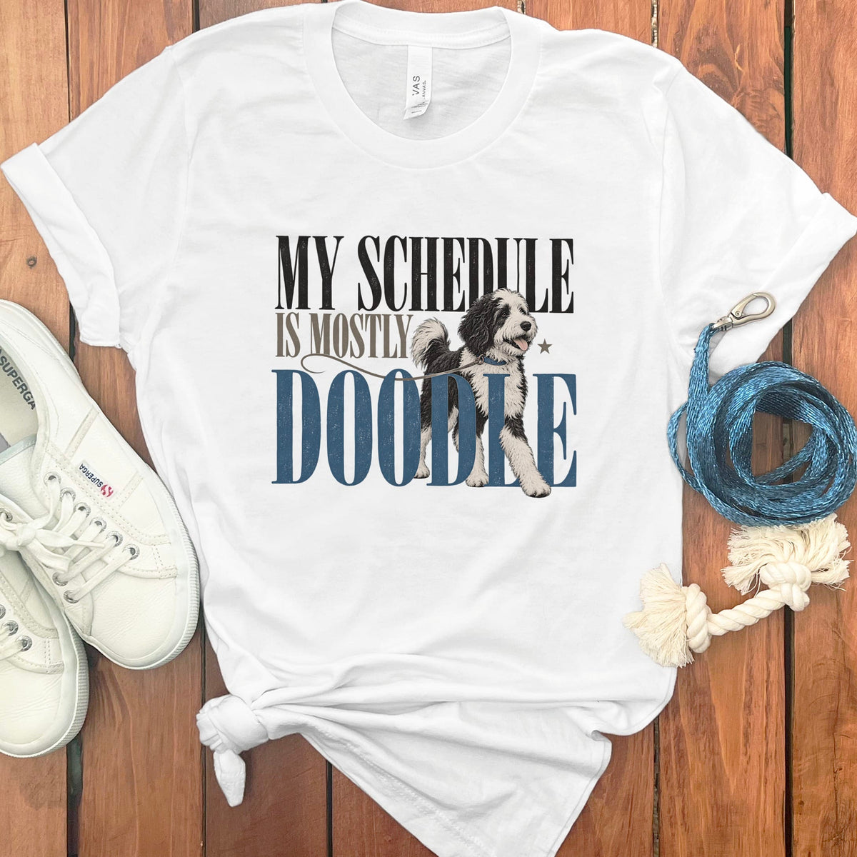 Sheepadoodle Schedule T-Shirt in White / S by Puppy Jo