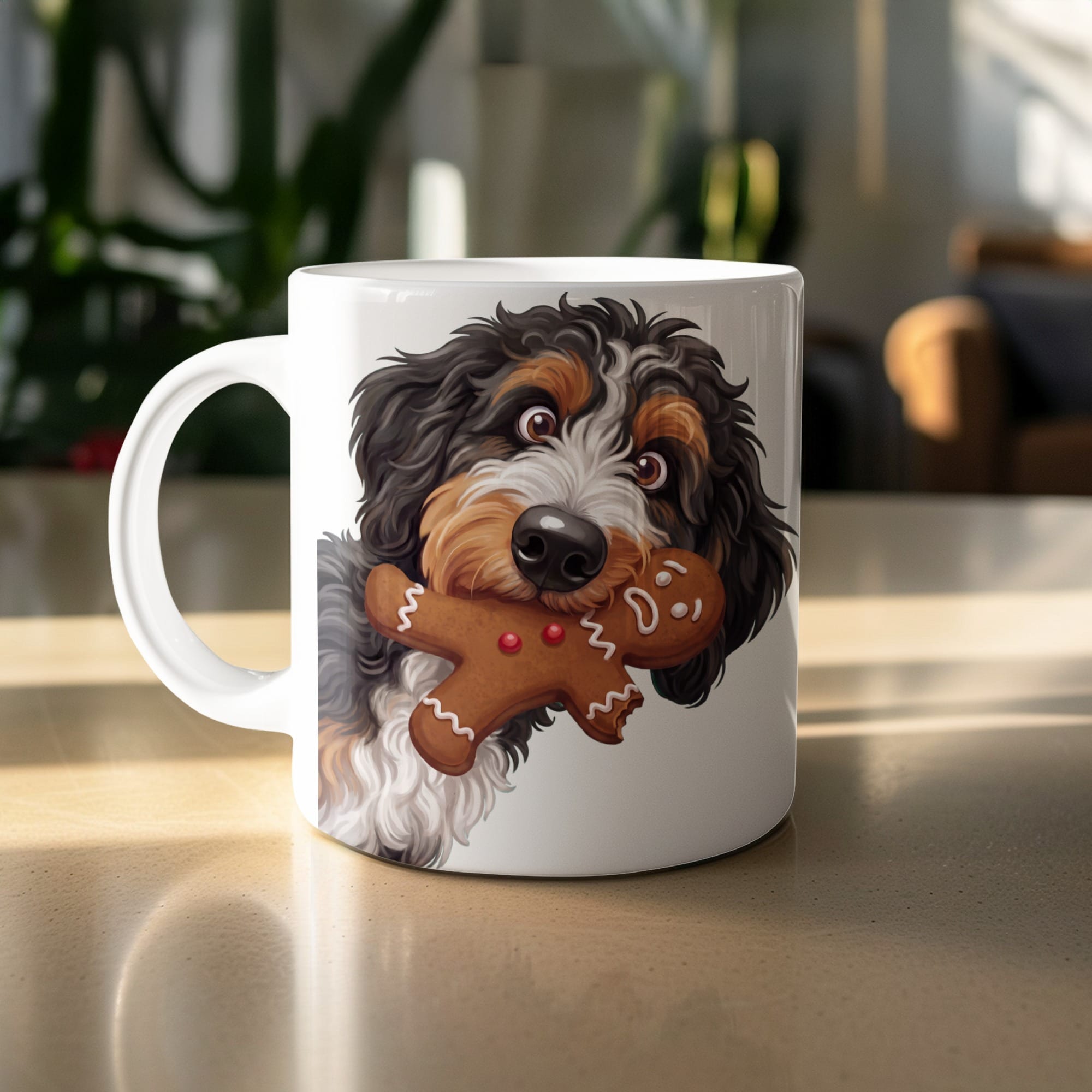 Bernedoodle Cookie Thief Mug in by Puppy Jo
