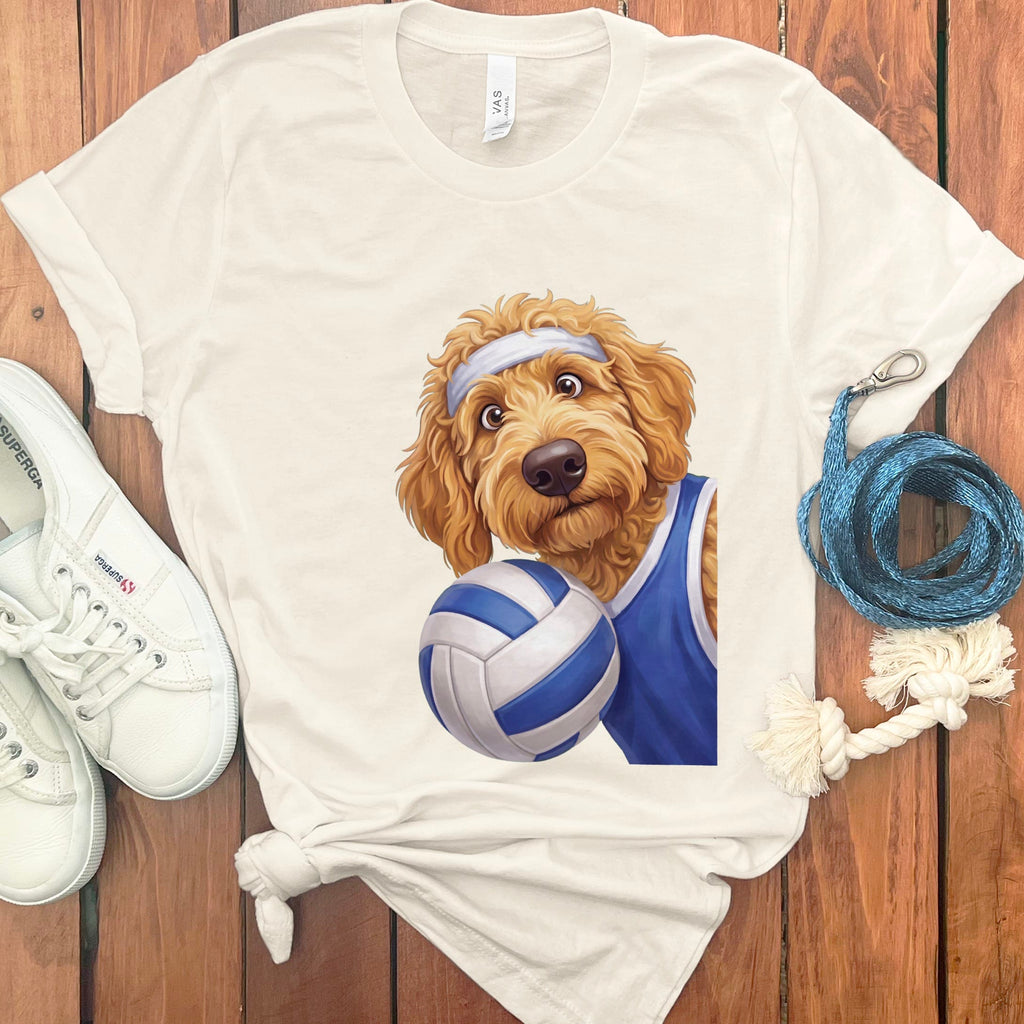 Apricot Goldendoodle Volleyball Player T-Shirt in Natural / S by Puppy Jo