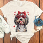 Cute Dog with Hearts and Lollipop Graphic Shirt