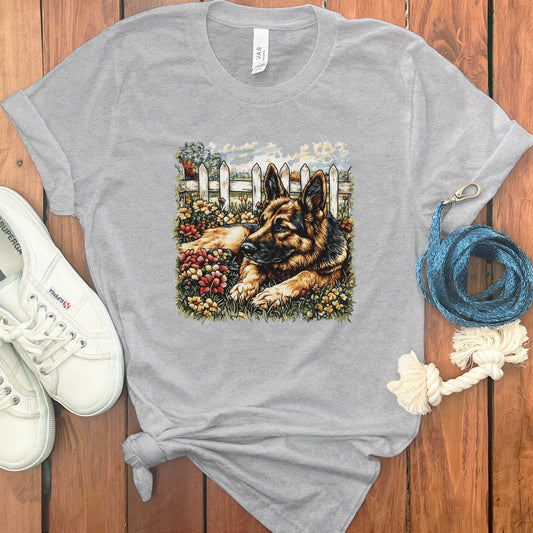 German Shepherd in Flower Garden Graphic Shirt product
