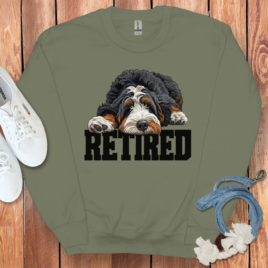 Retired Sleeping Bernedoodle Sweatshirt in Military Green / S by Puppy Jo