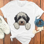 Cute Fluffy Dog Illustration on White Shirt