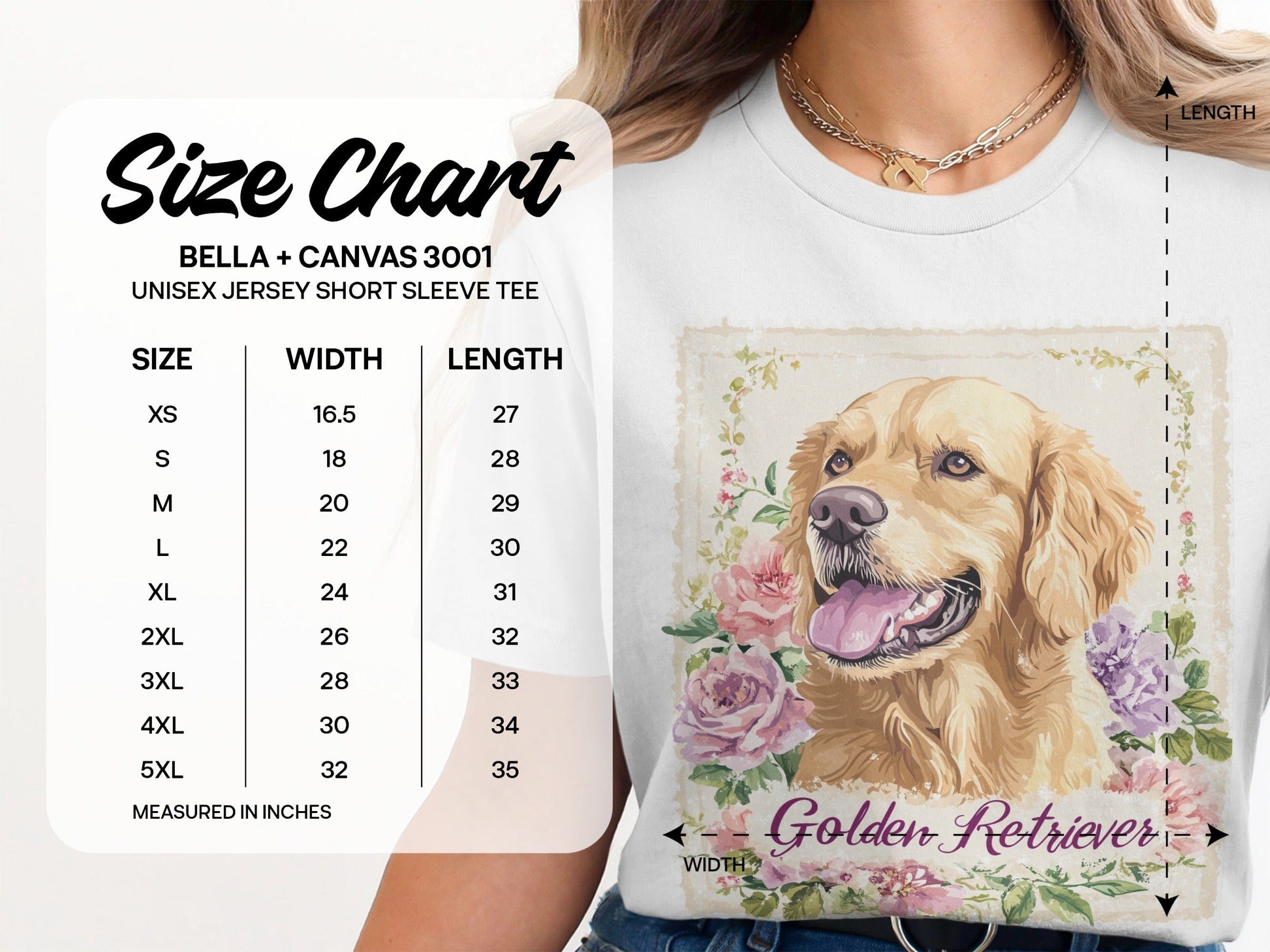 Golden Retriever with Floral Design Tee product type