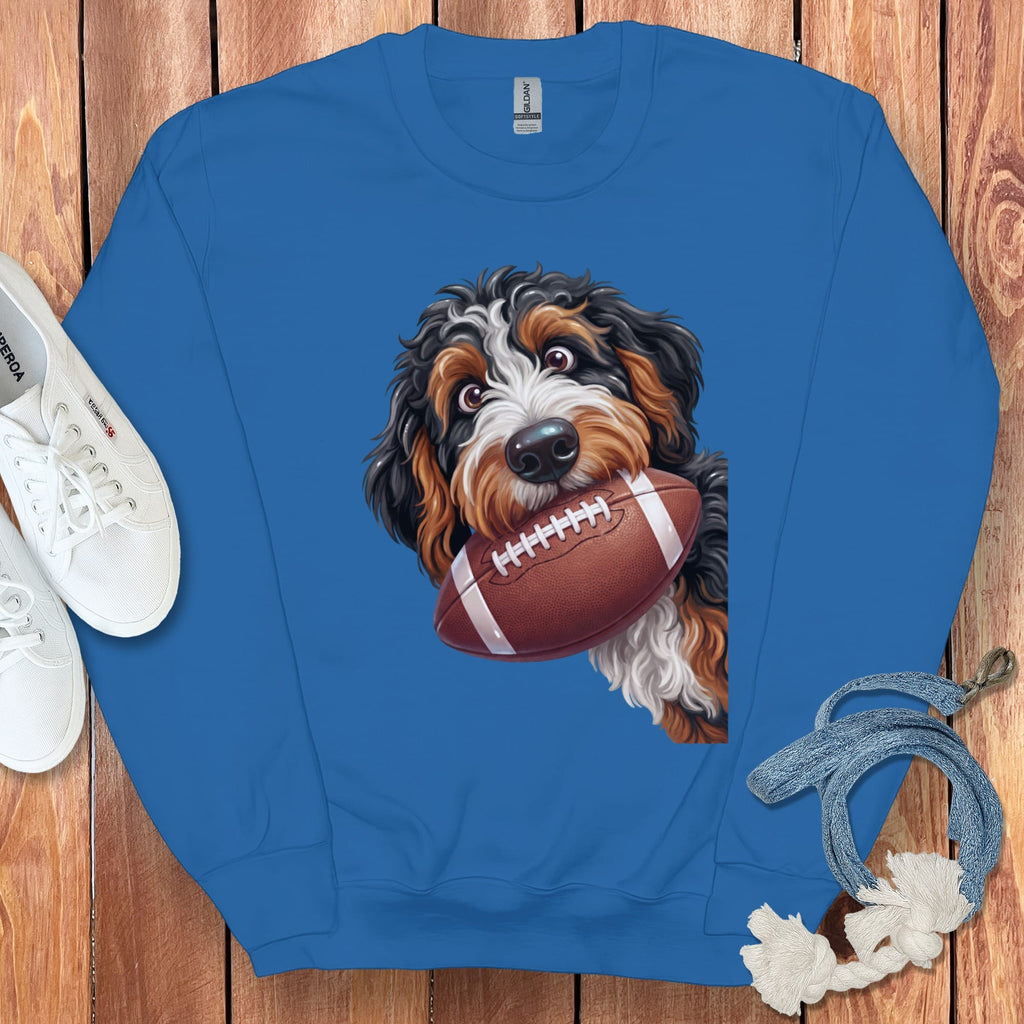 Bernedoodle Football Sweatshirt in Royal / S by Puppy Jo