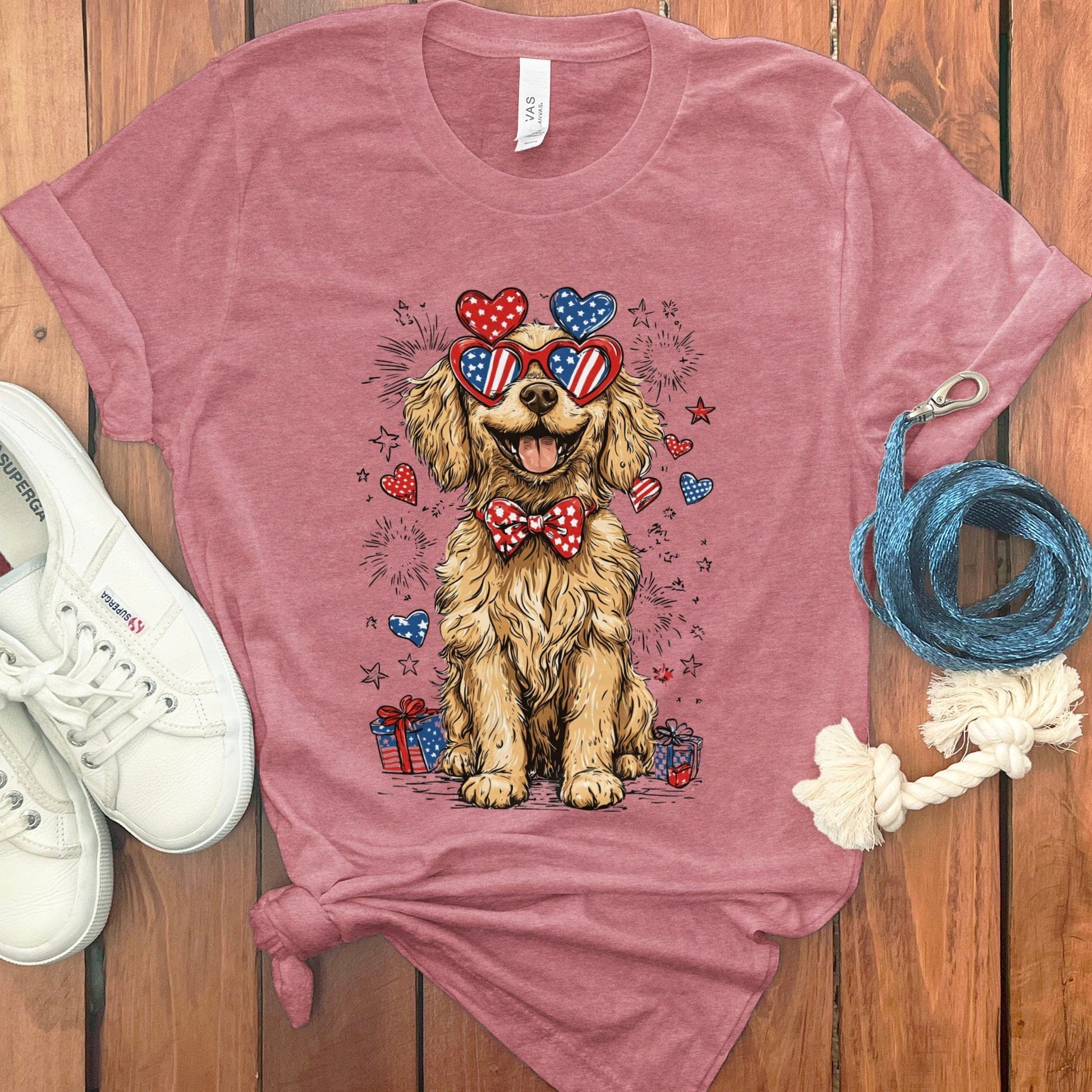 Adorable Dog with Patriotic Accessories T shirt product type