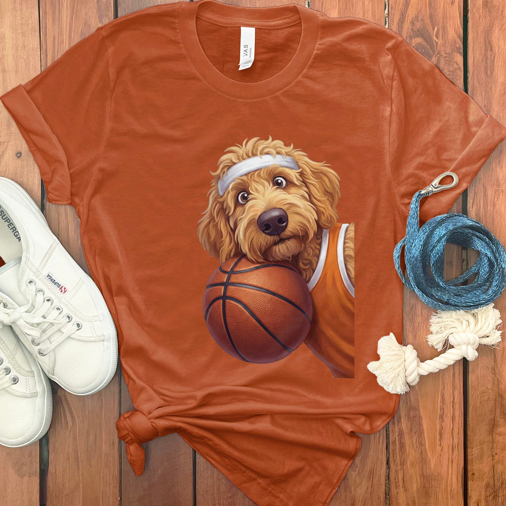 Apricot Goldendoodle Basketball Player T-Shirt in Autumn / S by Puppy Jo