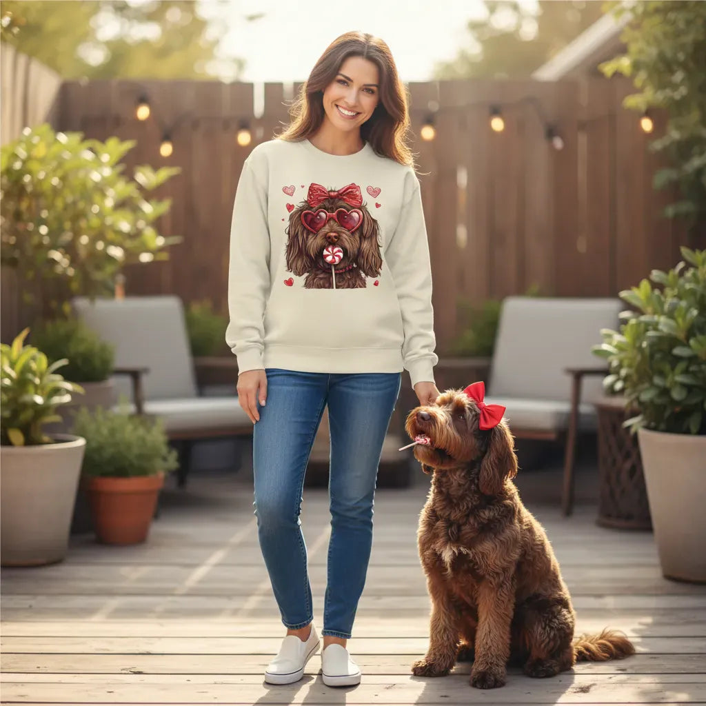Chocolate Labradoodle Coquette Sweatshirt